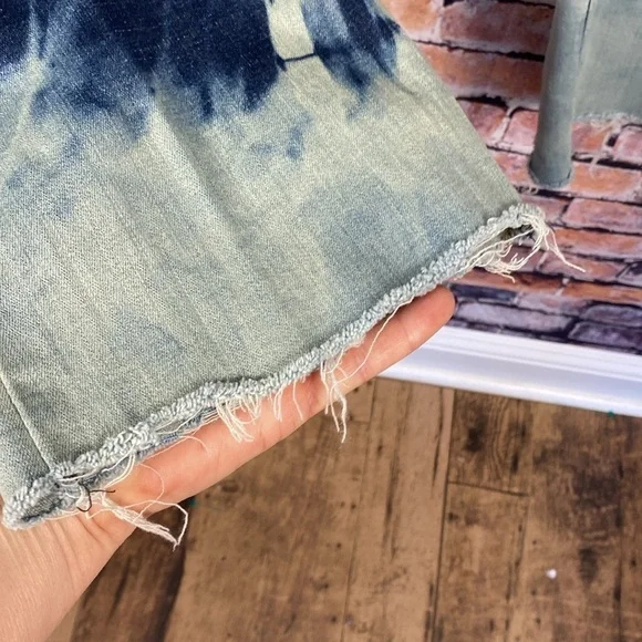 Lee Blue Tie-Dye Mid Rise Bootcut Fringe Hem Stretch hippie Jeans Size 10 - Picture 6 of 14